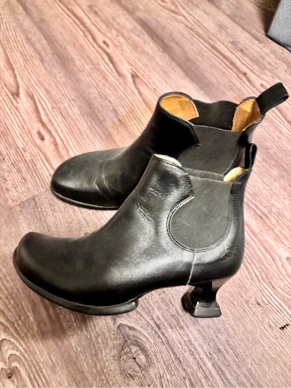 John Fluevog Black Leather Chelsea Heeled Boots